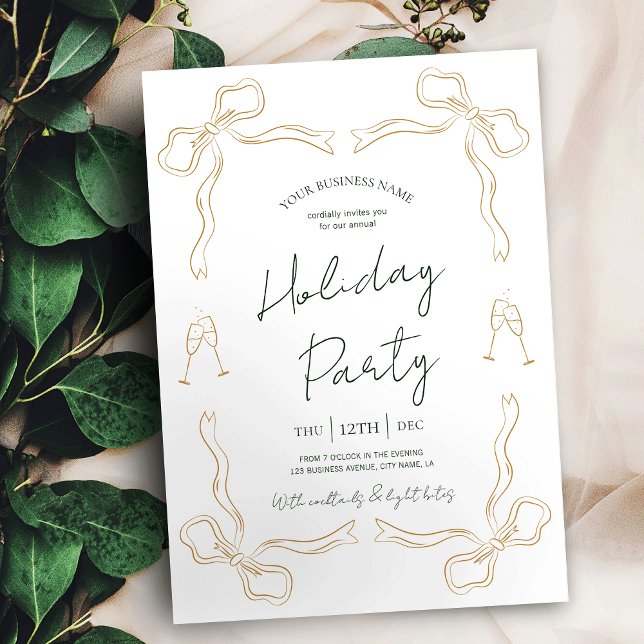 Hand plockade Unik Grönt Guld Company Julfest  Inbjudningar (Elegant holiday party invitations for your business event)