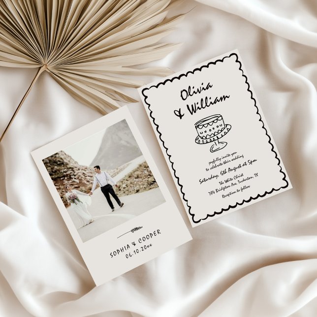 Hand plockade Unik Retro Photo Bröllop Inbjudningar (Skapare uppladdad)