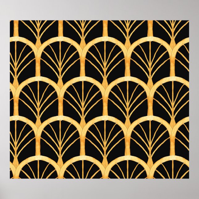 Hand plockade utan sjöfärg mönster med guld i poster (Framsidan)