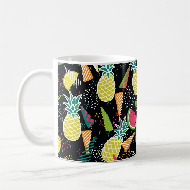 Hand plockade utan sjölösa mönster med vattenmelon kaffemugg (Vänster)