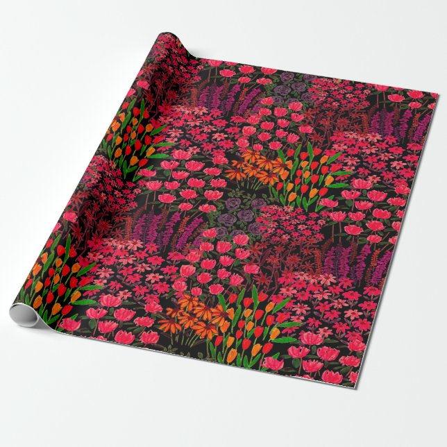 Hand plockade utan sömlösa mönster med vilda blomm presentpapper (Utrullad)