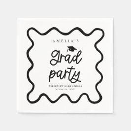 Hand plockade Vågigt Line White Grad Party Pappersservett