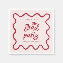 Hand plockade Vågigt Red Grad Party Pappersservett