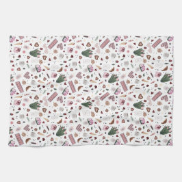 Hand plockade Valentine Mönster Kökshandduk