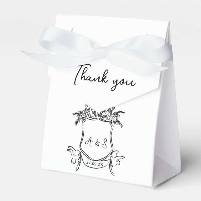 Hand plockade Vapensköld Black White Wedor Favor B Presentaskar (Framsidan Sidan)