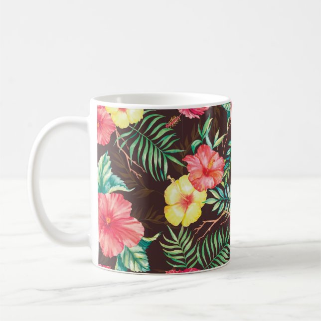 Hand plockade vattenfärgsfärgen sömlös mönster med kaffemugg (Vänster)