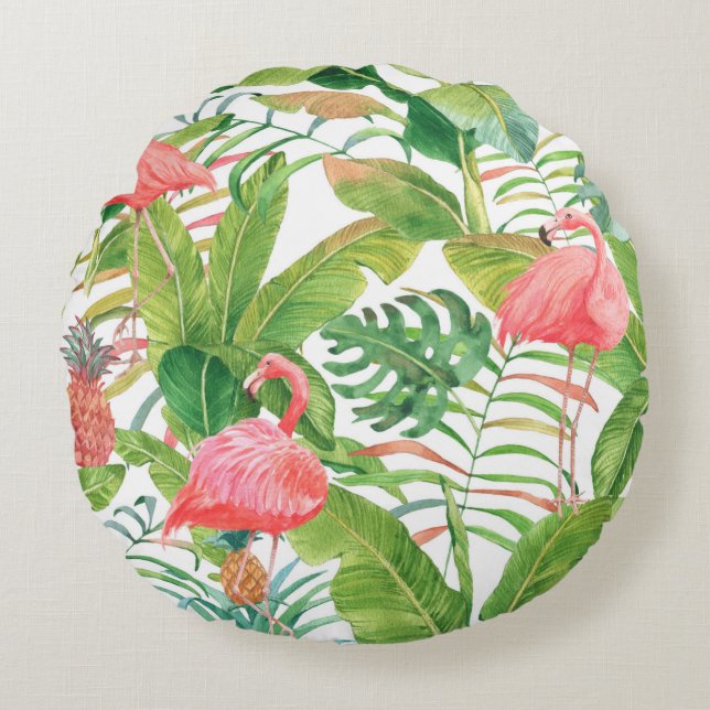 Hand plockade vattenfärgsfärgen sömlös mönster med rund kudde (Framsidan)