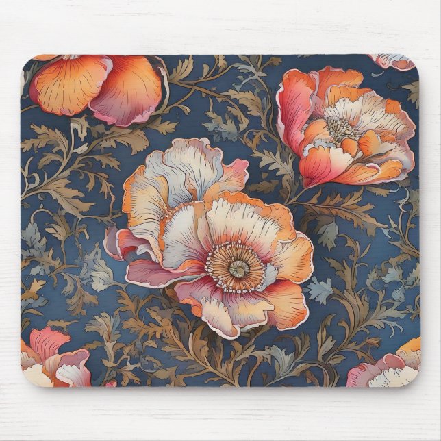 Hand plockade vattenfärgsfritt Blommönster Musmatta (Framsidan)