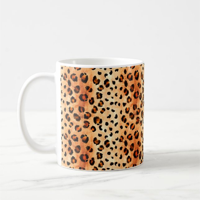Hand plockade vattenfärgsleopard mönster. Exotic p Kaffemugg (Vänster)
