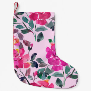 Hand plockade vattenfärgsopulent ro. Blommigtens s Liten Julstrumpa