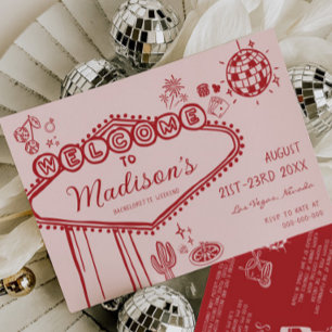 Hand plockade Vegas Bachelorette Helg Itinerary Inbjudningar