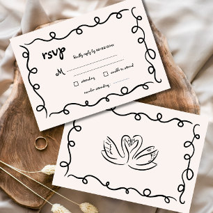 Hand plockade Vintage Fransk Black Whimsical Bröll OSA Kort