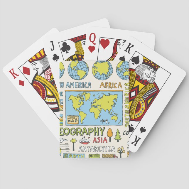 Hand plockade Vintage Geography Illustration Casinokort (Baksidan)