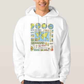 Hand plockade Vintage Geography Illustration Hoodie