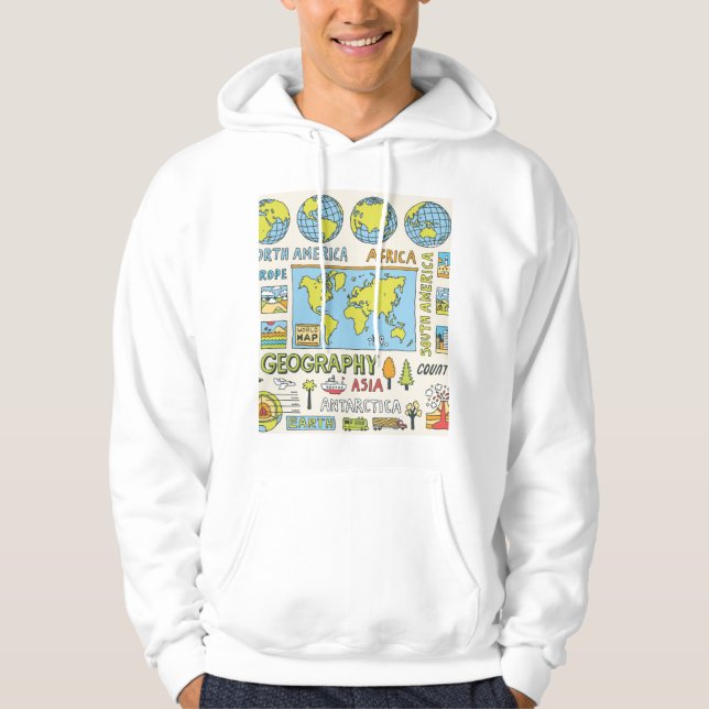 Hand plockade Vintage Geography Illustration Hoodie (Framsida)