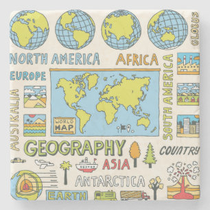 Hand plockade Vintage Geography Illustration Stenunderlägg