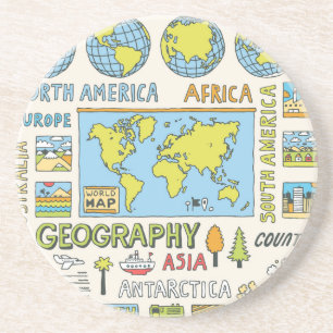 Hand plockade Vintage Geography Illustration Underlägg