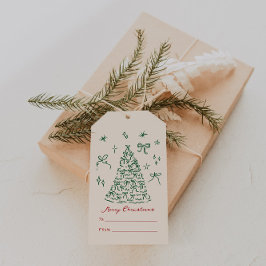 Hand plockade Vintage God jul Presentetikett