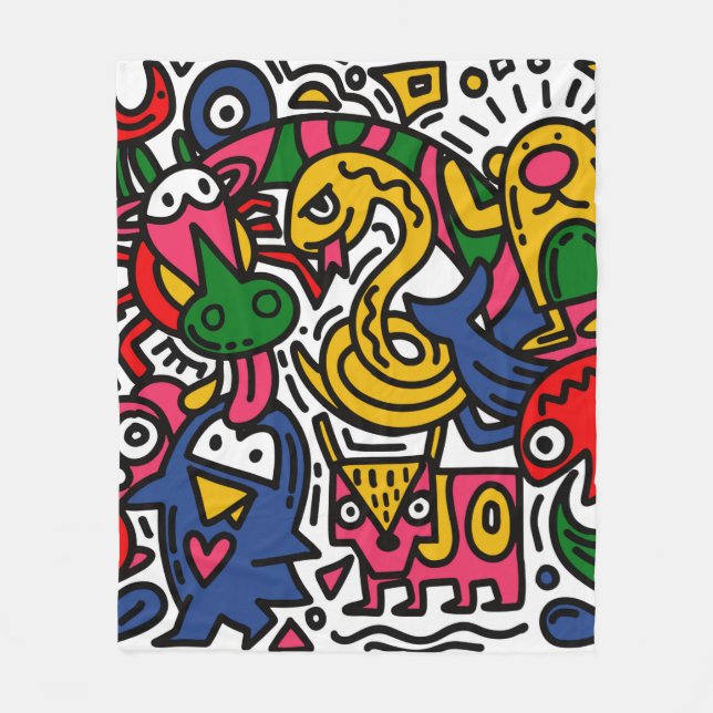 Hand plockade vintage Illustration of Doodle, teck Fleecefilt (Framsidan)