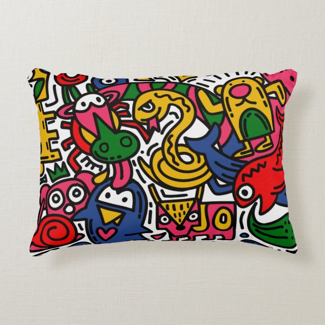 Hand plockade vintage Illustration of Doodle, teck Prydnadskudde (Framsidan)