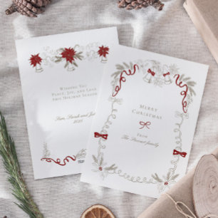 Hand plockade Vintage Retro God jul Julkort