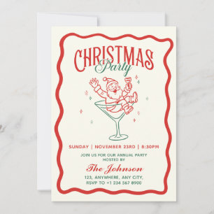 Hand plockade Vintage Santa Anpassningsbar jul Par Inbjudningar