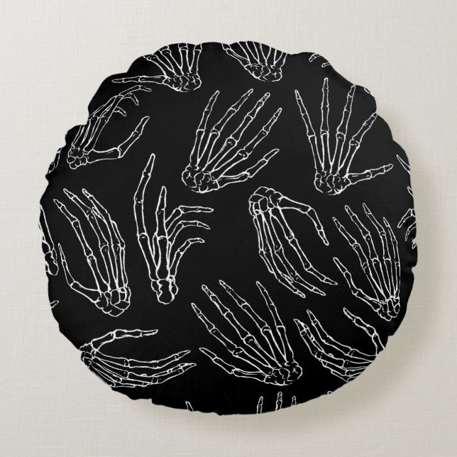 Hand plockade vintage, sömlös mönster. Humanbenet Rund Kudde (Framsidan)