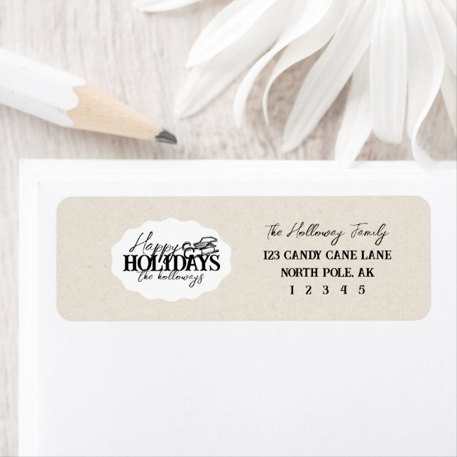Hand plockade-vinter med Elegant-skriptoval Returadress Etikett (Insitu)