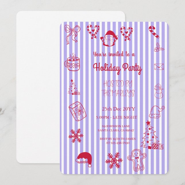 Hand plockade vismisk julfest inbjudningar (Fram/baksida)