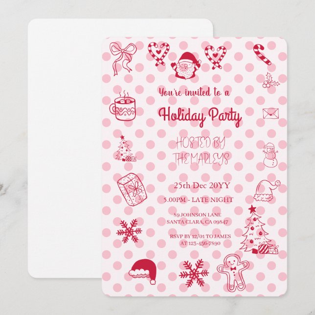 Hand plockade vismisk julfest inbjudningar (Fram/baksida)