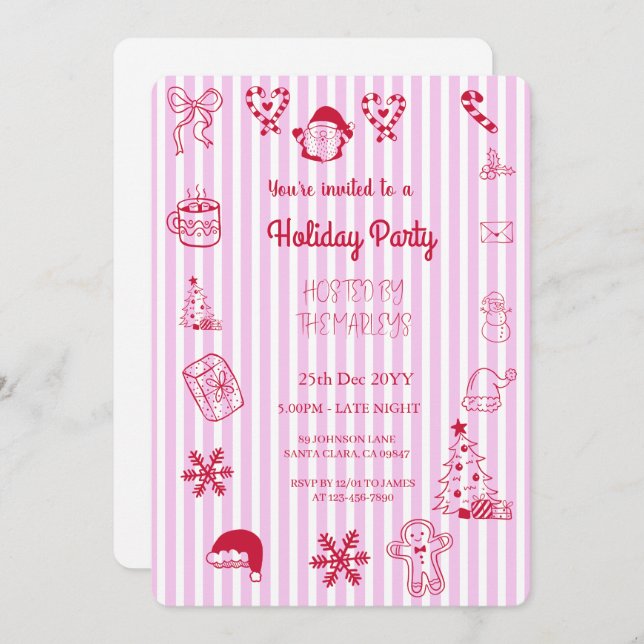 Hand plockade vismisk julfest inbjudningar (Fram/baksida)