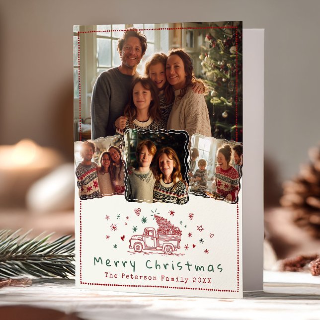 Hand plockade Vitsisk jul Lastbil 4 Foto Helgkort (Skapare uppladdad)