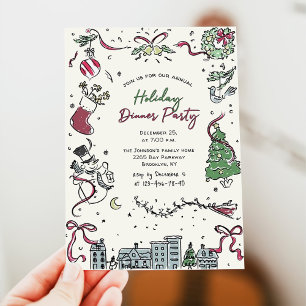 Hand plockade Vitsisk julmiddag Helgdag Inbjudningar