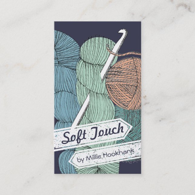 Hand plockade vred kroken för virkningen för visitkort (Framsida)