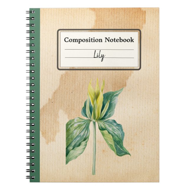 Hand plockade Wake Robin Personlig Composition Anteckningsbok (Framsidan)