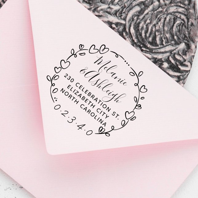 Hand plockade Wandefrand Bröllop Namn Returadress Stämpel (Skapare uppladdad)