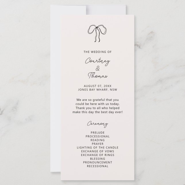 Hand plockade Whimsical Bröllop Ceremony-programme (Framsida)