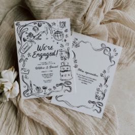 Hand plockade Whimsical Bröllop Förlovningsfest Inbjudningar