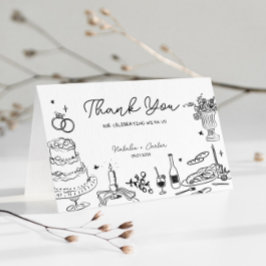 Hand plockade Whimsical Bröllop Tack Kort