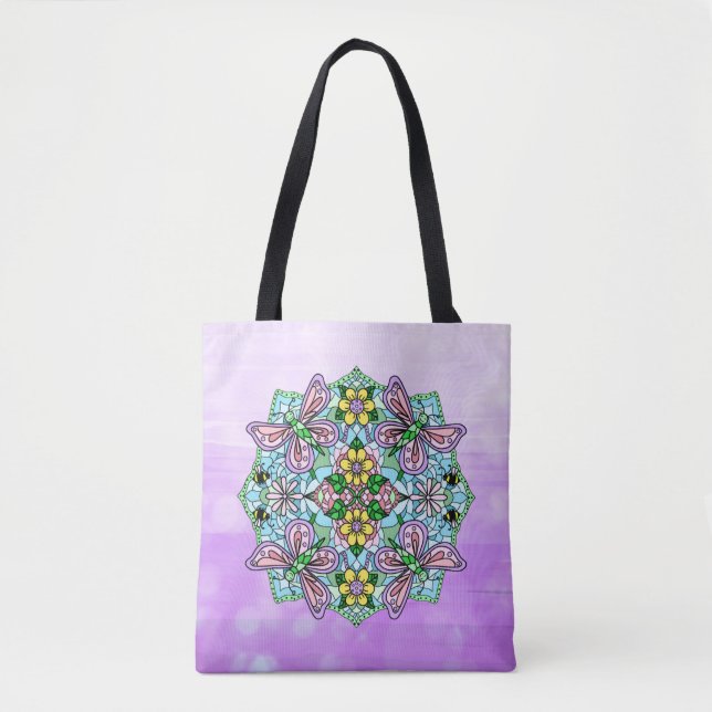 Hand plockade Whimsical Butterfly Mandala Tygkasse (Framsida)