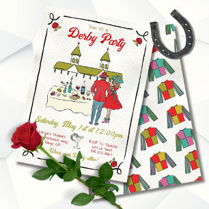 Hand plockade Whimsical Derby Party Inbjudningar