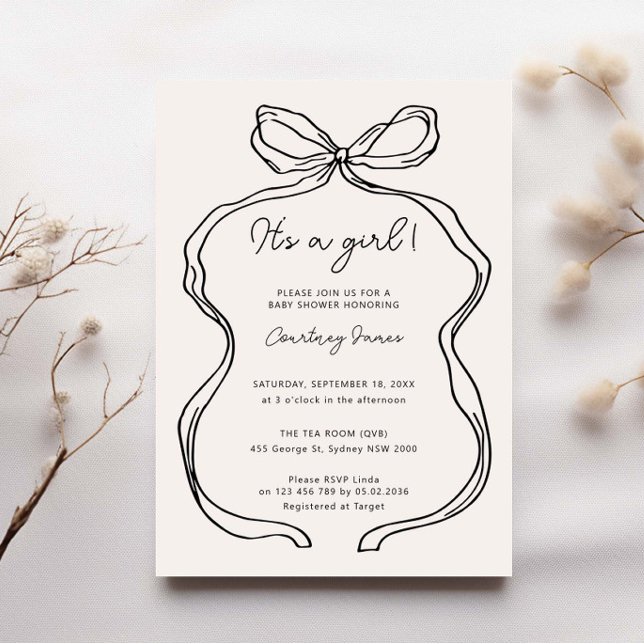 Hand plockade Whimsical, det är en flickdusch Inbjudningar (Skapare uppladdad)