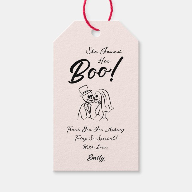 Hand plockade Whimsical Halloween Bröllop Presentetikett (Framsidan)