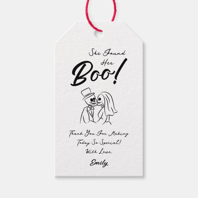 Hand plockade Whimsical Halloween Bröllop Presentetikett (Framsidan)