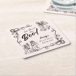 Hand plockade Whimsical Halloween Möhippa Underlägg Papper Kvadrat