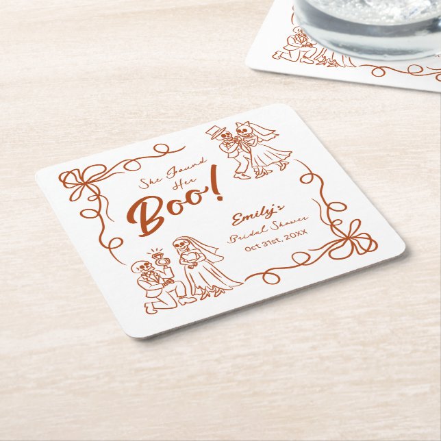 Hand plockade Whimsical Halloween Möhippa Underlägg Papper Kvadrat (Vinklad)