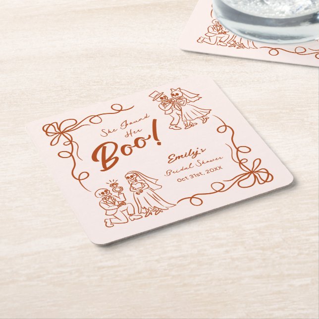 Hand plockade Whimsical Halloween Möhippa Underlägg Papper Kvadrat (Vinklad)