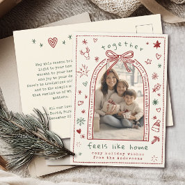 Hand plockade Whimsical jul Bow Doodle Photo Helg Vykort