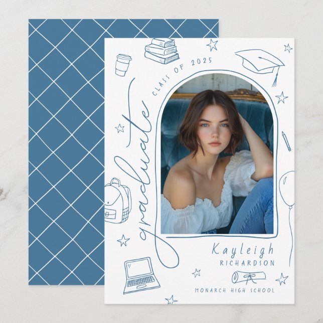 Hand plockade Whimsical Photo Studenten-meddelande Meddelande (Fram/baksida)