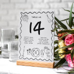 Hand plockade Whimsical Quirky Handskriftlig Bröll Bordsnummer<br><div class="desc">Följ gästerna med charm med hjälp av det här visuella,  handdragna bordsnumret-kortet! Med en snabb handskriven information och plats för gäst namn lägger det till en lekfull personlig beröring till din bröllopsmottagning,  skapar den både funktionell och beundransvärt unik för din speciella dag.</div>